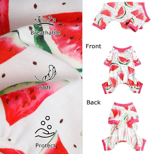 Dog Jumpsuit Cute Fruit Puppy Pajamas Warm Pets Onesie with Feet Outfit