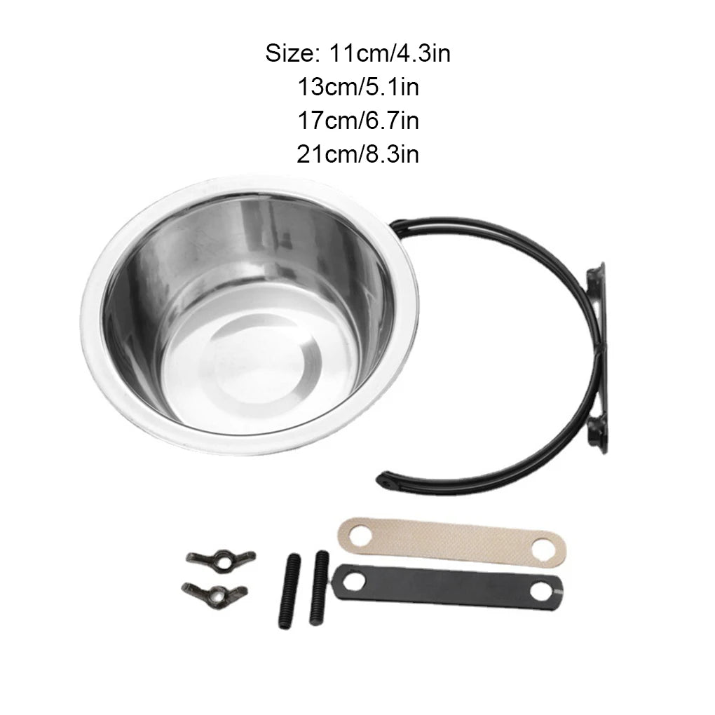 Silver Convenient Stainless Steel Hanging Pet Bowl For Easy Feeding Stainless Steel Is Sturdy 17CM