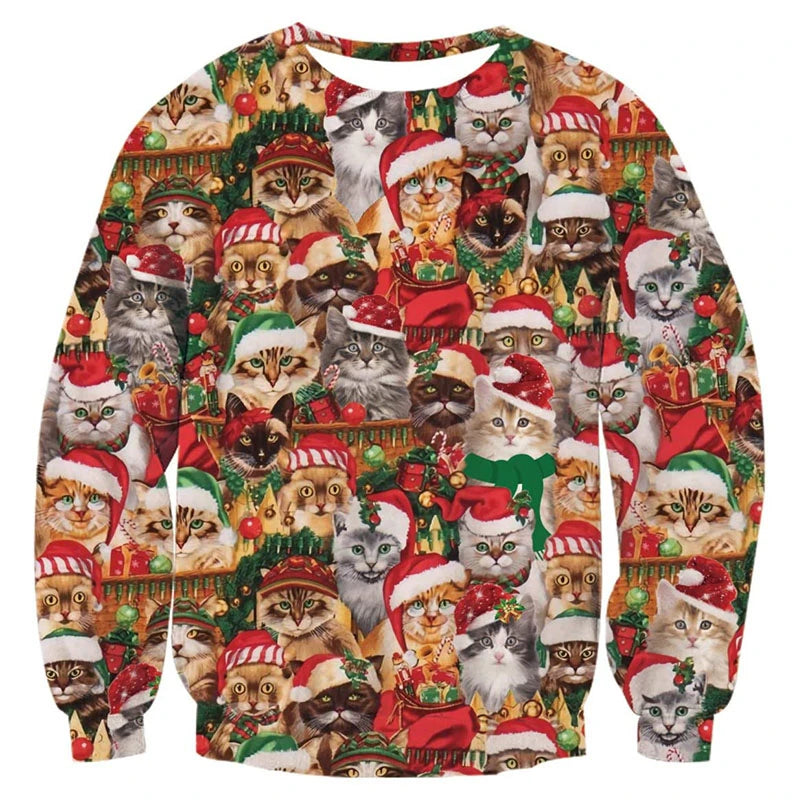 Pullovers Tops Funny Animal Goat Graphic Ugly Christmas Sweater Fashion Pet Cat Dog Sweatshirts For Women Clothes Xmas Boy Gift