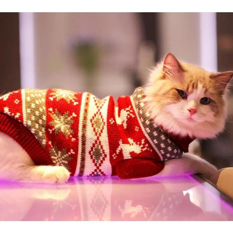 Pet Clothes for Small Medium Dogs Christmas Knitte Dog Sweater Winter Warm Cat Sweater Corgi Teddy Coat Pet New Year Supplies