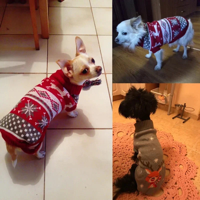 Dog Stripes Sweaters Winter Knitting Pet Sweater for Medium Large Dogs Christmas Elk Big Dog Clothes Labrador Pullovers Costume