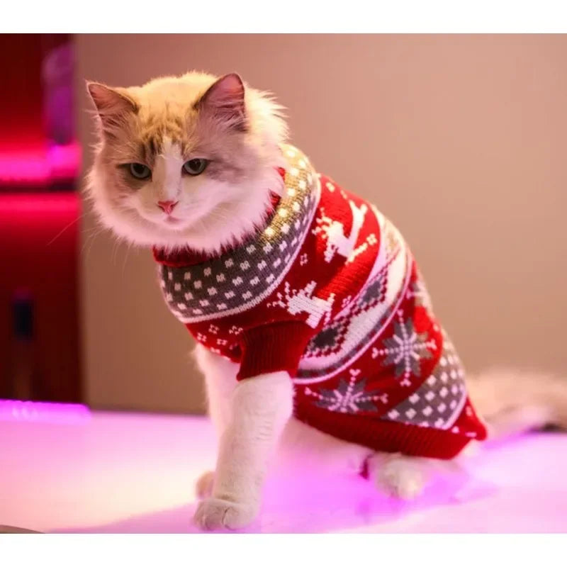 Pet Clothes for Small Medium Dogs Christmas Knitte Dog Sweater Winter Warm Cat Sweater Corgi Teddy Coat Pet New Year Supplies