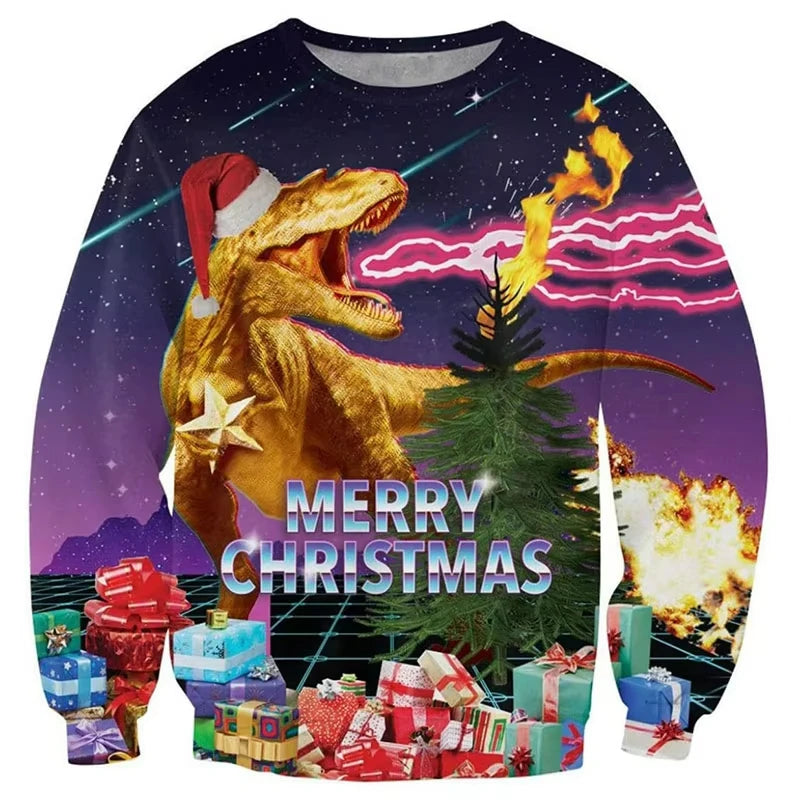 Pullovers Tops Funny Animal Goat Graphic Ugly Christmas Sweater Fashion Pet Cat Dog Sweatshirts For Women Clothes Xmas Boy Gift