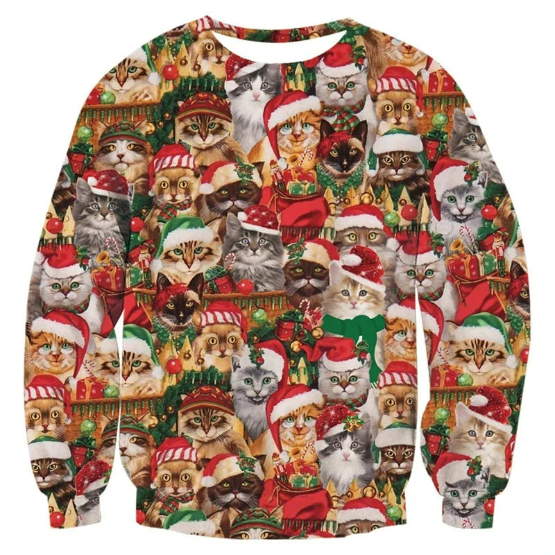 Pullovers Tops Funny Animal Goat Graphic Ugly Christmas Sweater Fashion Pet Cat Dog Sweatshirts For Women Clothes Xmas Boy Gift