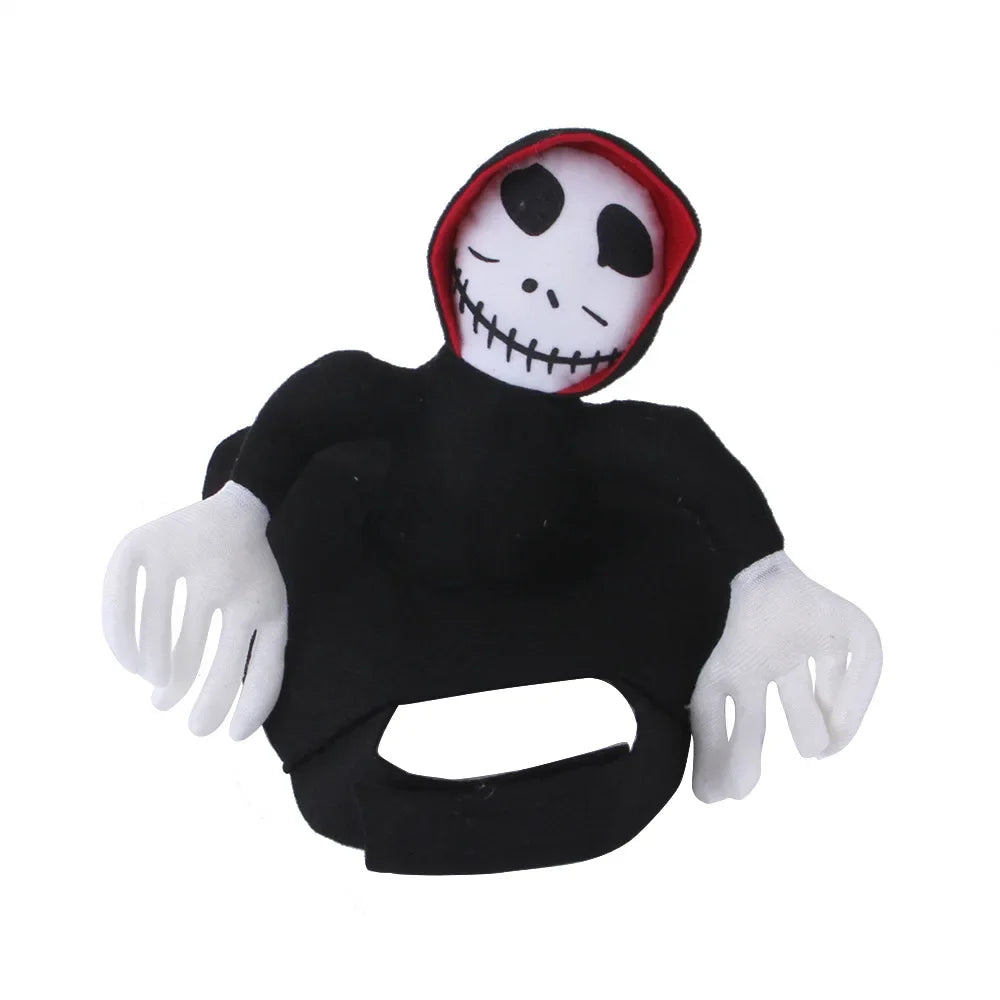 Halloween Death Rider Dog Costume Adjustable Skeleton Jumpsuit Riding Outfit Halloween Pets Cat Dog Spooky Cosplay Dress Up