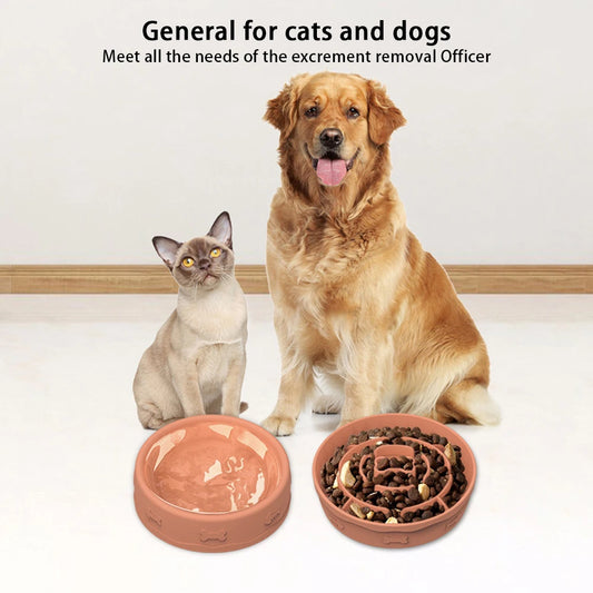 2-in-1 Pets Silicone Slow Feeder, 10 Degree Tilted Multifunctional Portable Double-sided Food Water Bowls Slow Feeding Bowl
