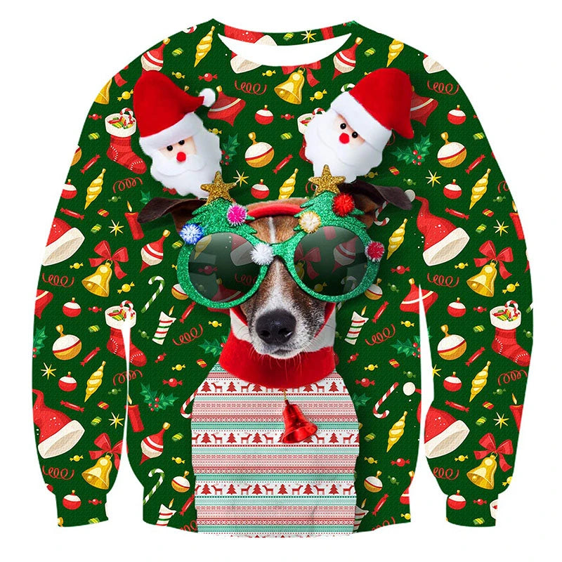 Pullovers Tops Funny Animal Goat Graphic Ugly Christmas Sweater Fashion Pet Cat Dog Sweatshirts For Women Clothes Xmas Boy Gift