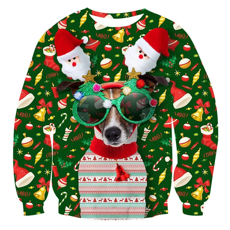 Pullovers Tops Funny Animal Goat Graphic Ugly Christmas Sweater Fashion Pet Cat Dog Sweatshirts For Women Clothes Xmas Boy Gift