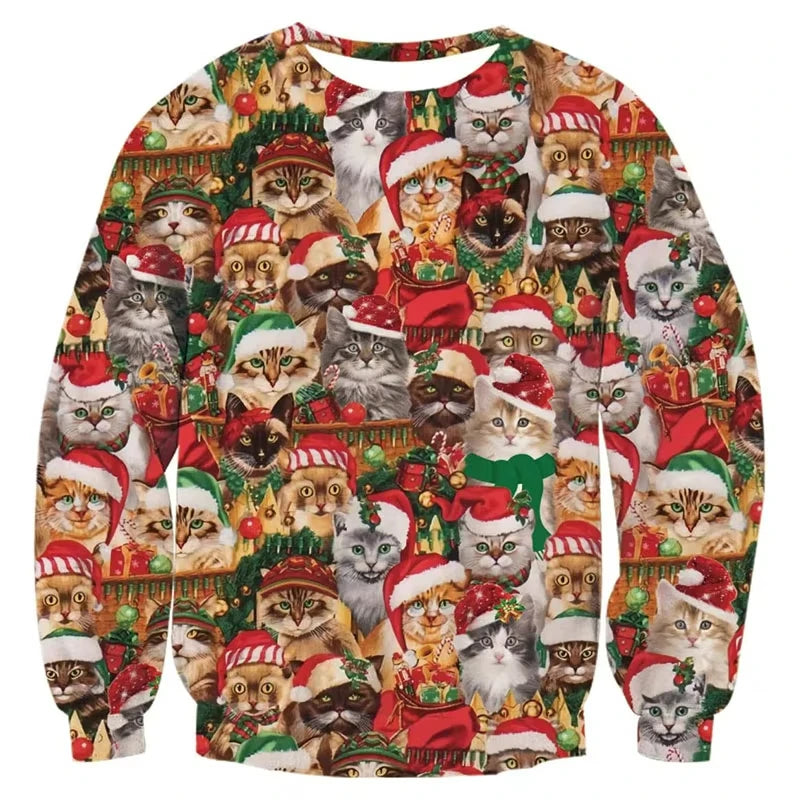 Pullovers Tops Funny Animal Goat Graphic Ugly Christmas Sweater Fashion Pet Cat Dog Sweatshirts For Women Clothes Xmas Boy Gift