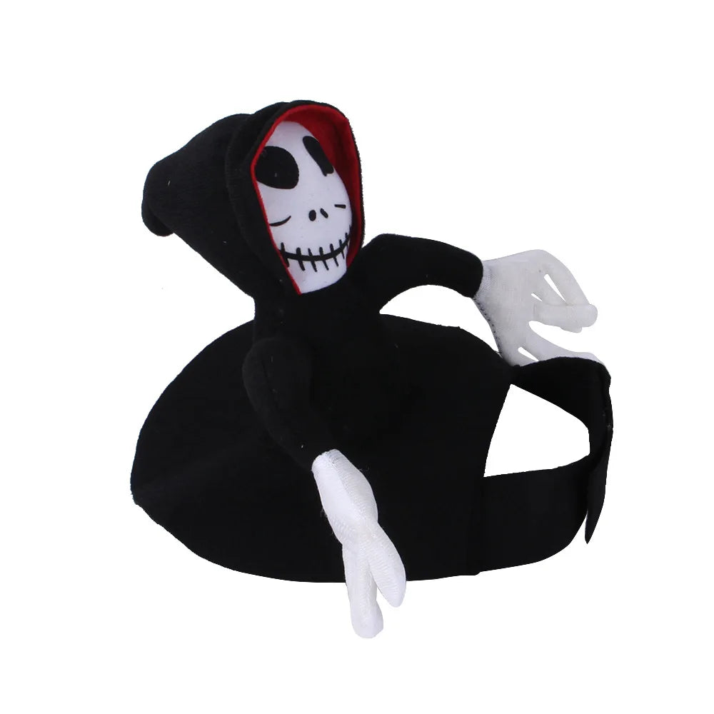 Halloween Death Rider Dog Costume Adjustable Skeleton Jumpsuit Riding Outfit Halloween Pets Cat Dog Spooky Cosplay Dress Up