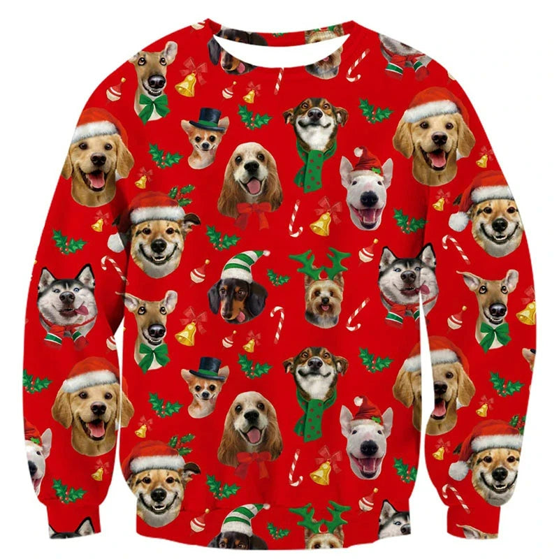 Pullovers Tops Funny Animal Goat Graphic Ugly Christmas Sweater Fashion Pet Cat Dog Sweatshirts For Women Clothes Xmas Boy Gift
