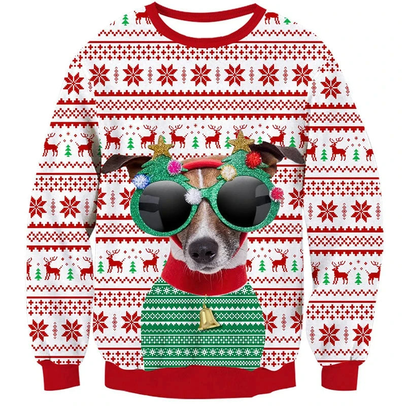Pullovers Tops Funny Animal Goat Graphic Ugly Christmas Sweater Fashion Pet Cat Dog Sweatshirts For Women Clothes Xmas Boy Gift