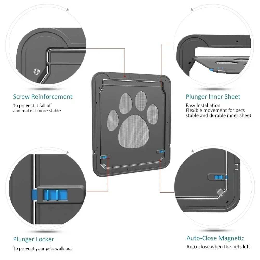 Pet Door for Dogs Cats - Auto Lock, Weatherproof, Easy Install for Wall/Door, Quiet, Durable PVC, Fits Small to Large Pets