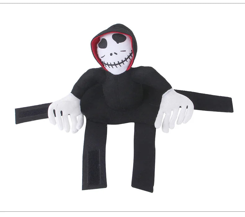 Halloween Death Rider Dog Costume Adjustable Skeleton Jumpsuit Riding Outfit Halloween Pets Cat Dog Spooky Cosplay Dress Up