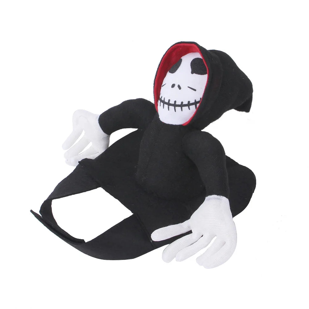 Halloween Death Rider Dog Costume Adjustable Skeleton Jumpsuit Riding Outfit Halloween Pets Cat Dog Spooky Cosplay Dress Up