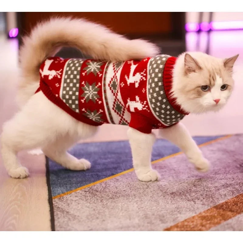Pet Clothes for Small Medium Dogs Christmas Knitte Dog Sweater Winter Warm Cat Sweater Corgi Teddy Coat Pet New Year Supplies