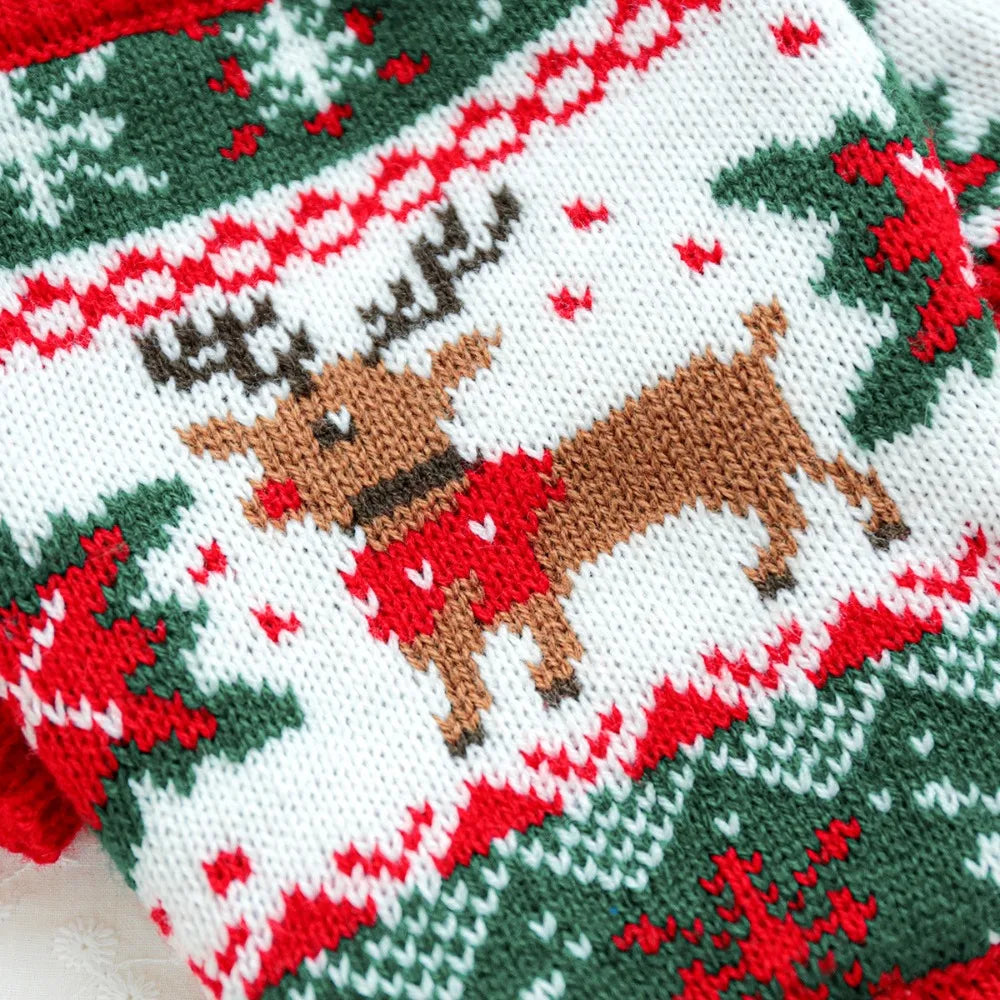 Costume Cartoon Pattern Pet Christmas Sweater Warm Soft Dog Snowflake Sweater Cat Elk Knitwear Holiday Suit