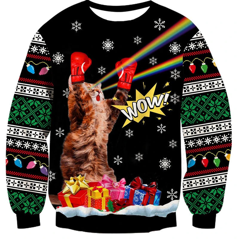 Pullovers Tops Funny Animal Goat Graphic Ugly Christmas Sweater Fashion Pet Cat Dog Sweatshirts For Women Clothes Xmas Boy Gift