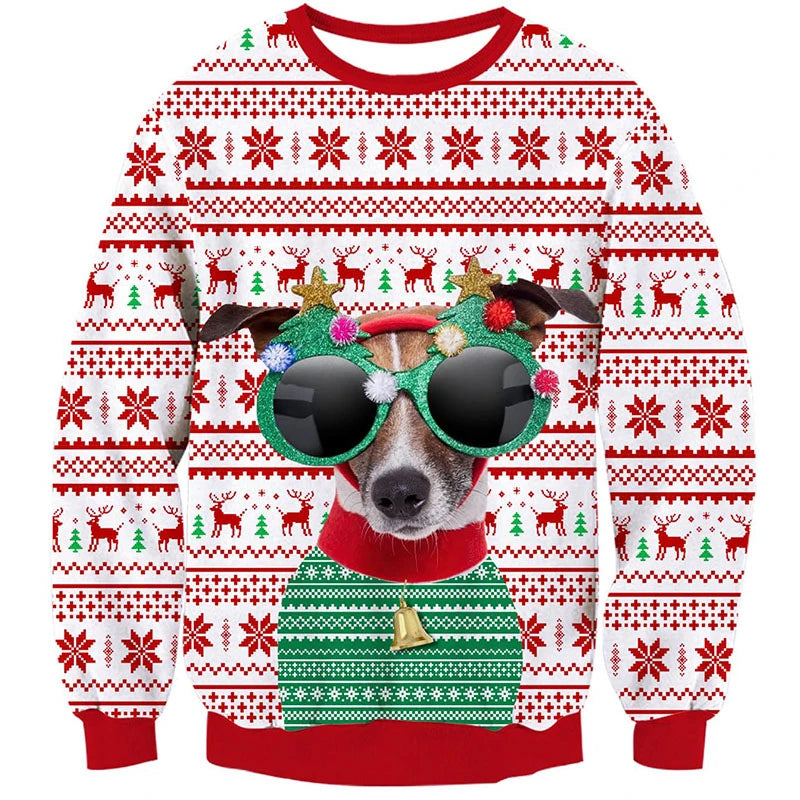 Pullovers Tops Funny Animal Goat Graphic Ugly Christmas Sweater Fashion Pet Cat Dog Sweatshirts For Women Clothes Xmas Boy Gift