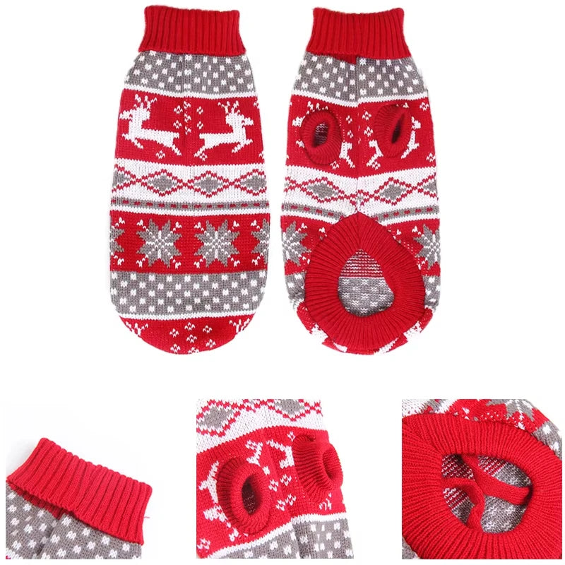 Dog Stripes Sweaters Winter Knitting Pet Sweater for Medium Large Dogs Christmas Elk Big Dog Clothes Labrador Pullovers Costume