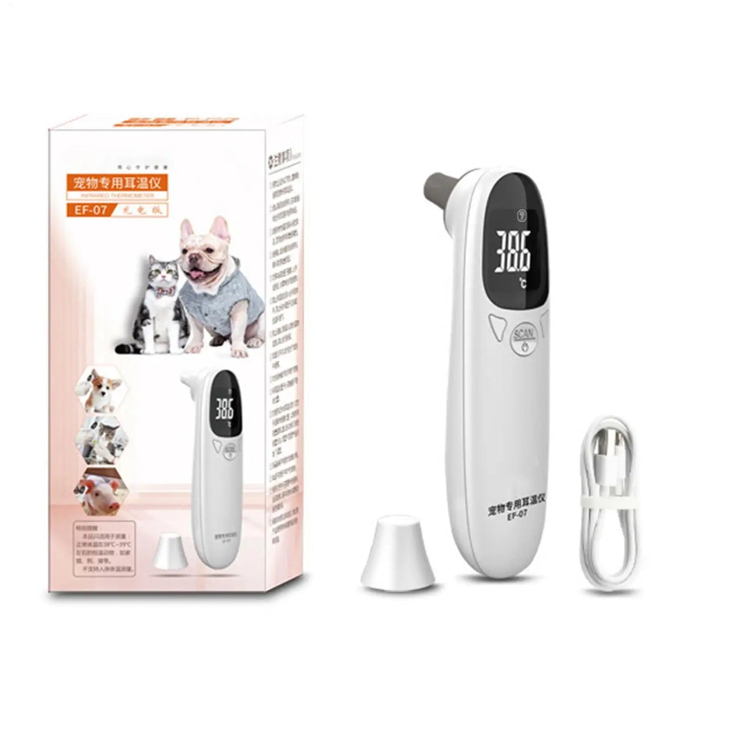 Waterproof Pet Thermometers Vet Tech Thermometers Puppy Thermometers Fever Detection Device For Pet High-Precision Accurate Led