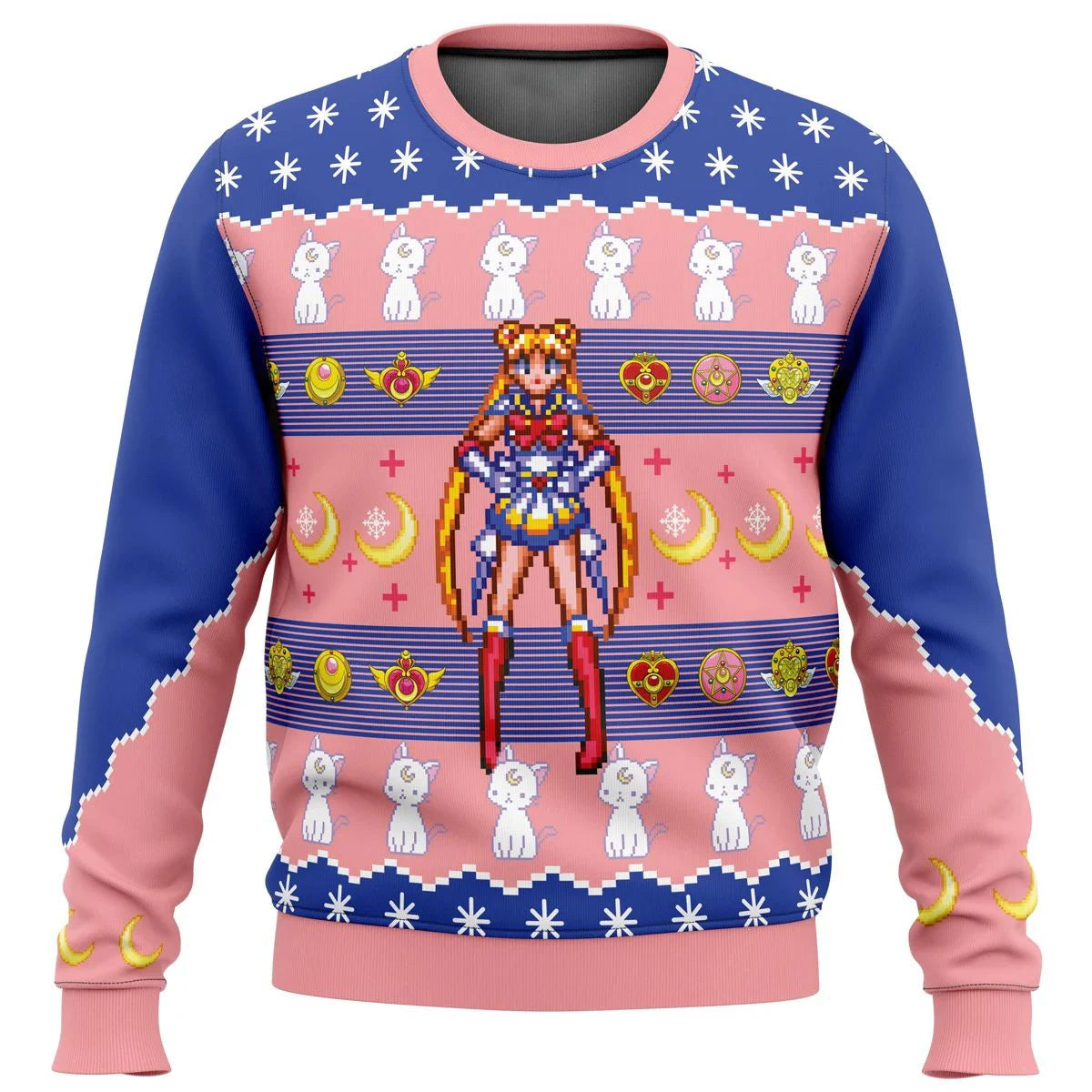 3D Ugly Sweater Autumn and Winter Christmas Sailor Guardian Sailor Moon Ugly Female Christmas Sweater Gift Santa Claus Pullover