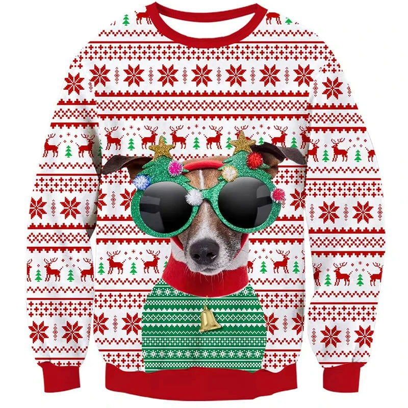 Pullovers Tops Funny Animal Goat Graphic Ugly Christmas Sweater Fashion Pet Cat Dog Sweatshirts For Women Clothes Xmas Boy Gift