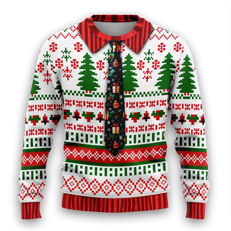 Tie Ugly Christmas Sweater Santa Cosplay Sweatshirt For Women Mens Funny Xmas Ugly Sweaters Bachelor Party Suit Pullovers Unisex
