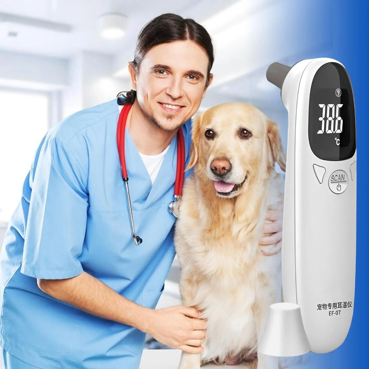 Waterproof Pet Thermometers Vet Tech Thermometers Puppy Thermometers Fever Detection Device For Pet High-Precision Accurate Led