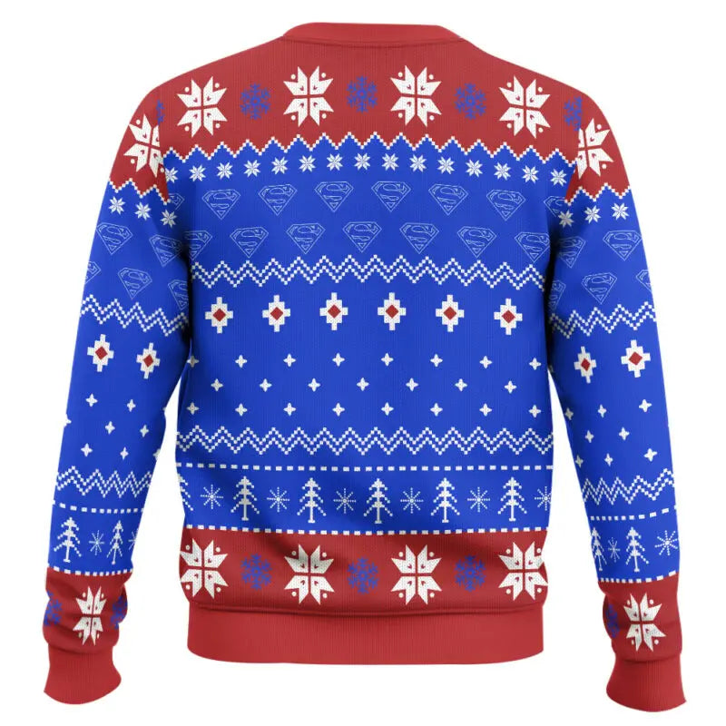 Marvel Superman Hooded Ugly Sweater Men's Winter Sweater Blue Red Cool Trendy Temperament Versatile Snowflake Christmas Tree