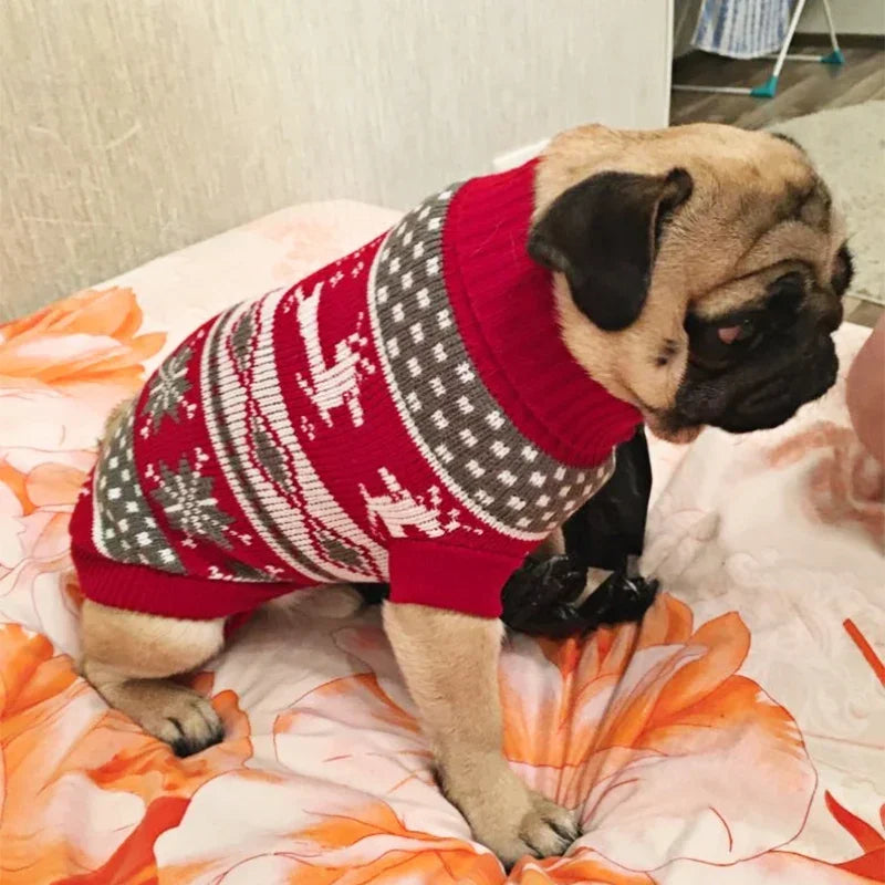 Dog Stripes Sweaters Winter Knitting Pet Sweater for Medium Large Dogs Christmas Elk Big Dog Clothes Labrador Pullovers Costume