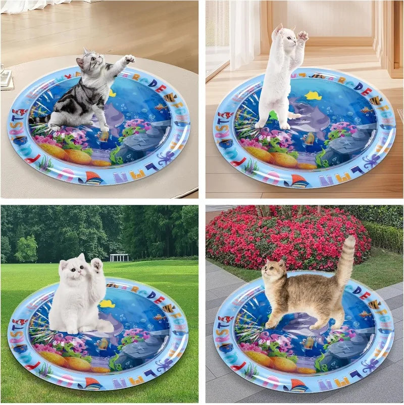 Pet Water Sensory Play Mat for Cats and Dogs Thickened Cooling Pad Interactive Self Play Toy for Pets Summer Indoor Activity