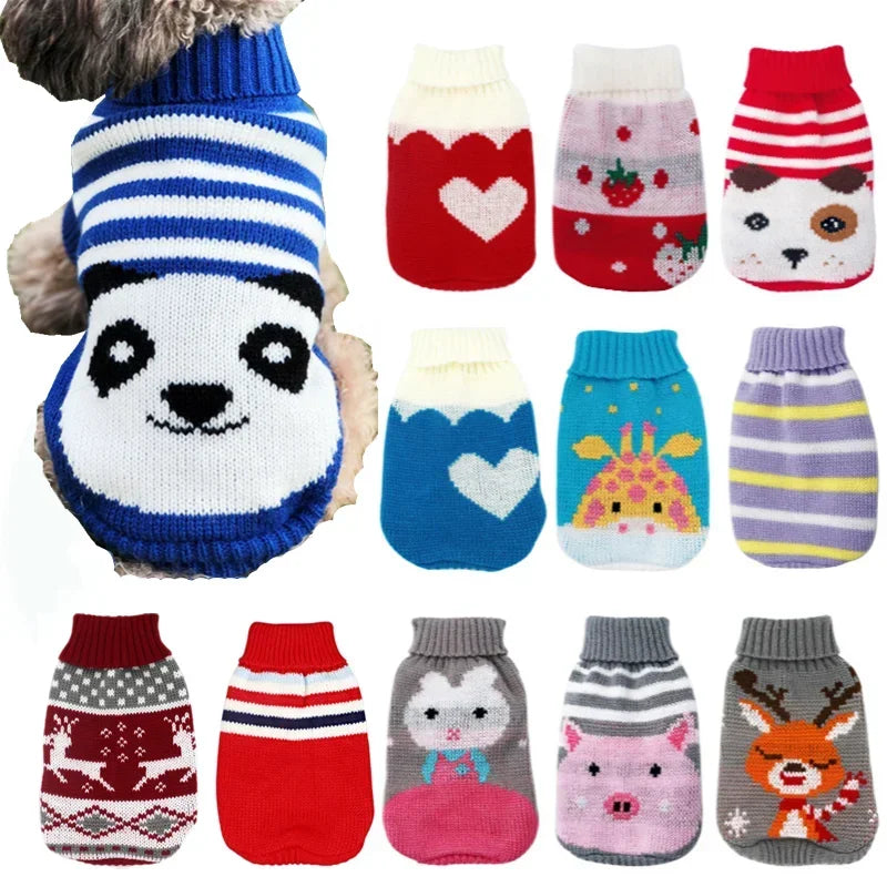 Dog Stripes Sweaters Winter Knitting Pet Sweater for Medium Large Dogs Christmas Elk Big Dog Clothes Labrador Pullovers Costume