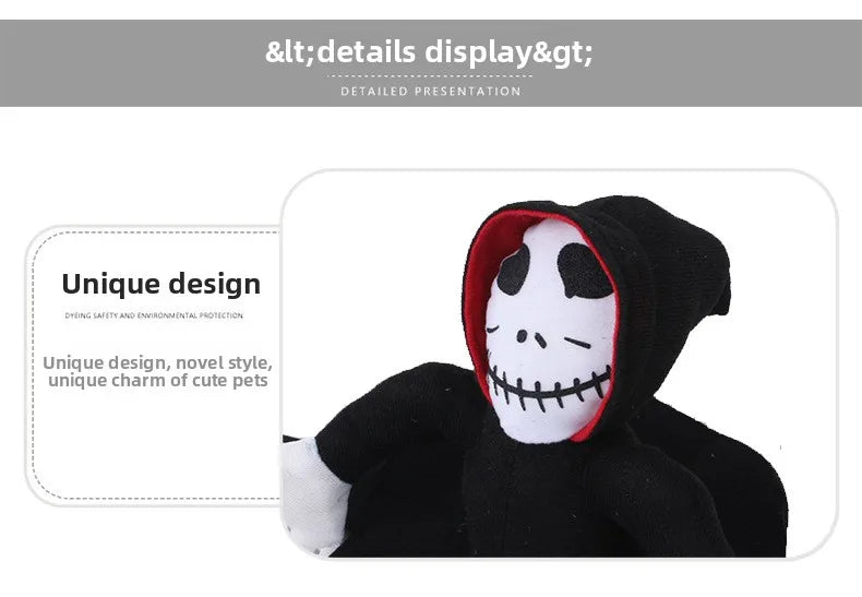 Halloween Death Rider Dog Costume Adjustable Skeleton Jumpsuit Riding Outfit Halloween Pets Cat Dog Spooky Cosplay Dress Up