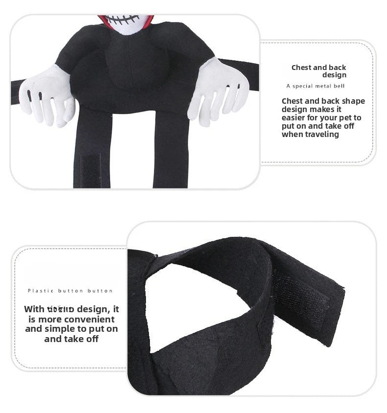Halloween Death Rider Dog Costume Adjustable Skeleton Jumpsuit Riding Outfit Halloween Pets Cat Dog Spooky Cosplay Dress Up