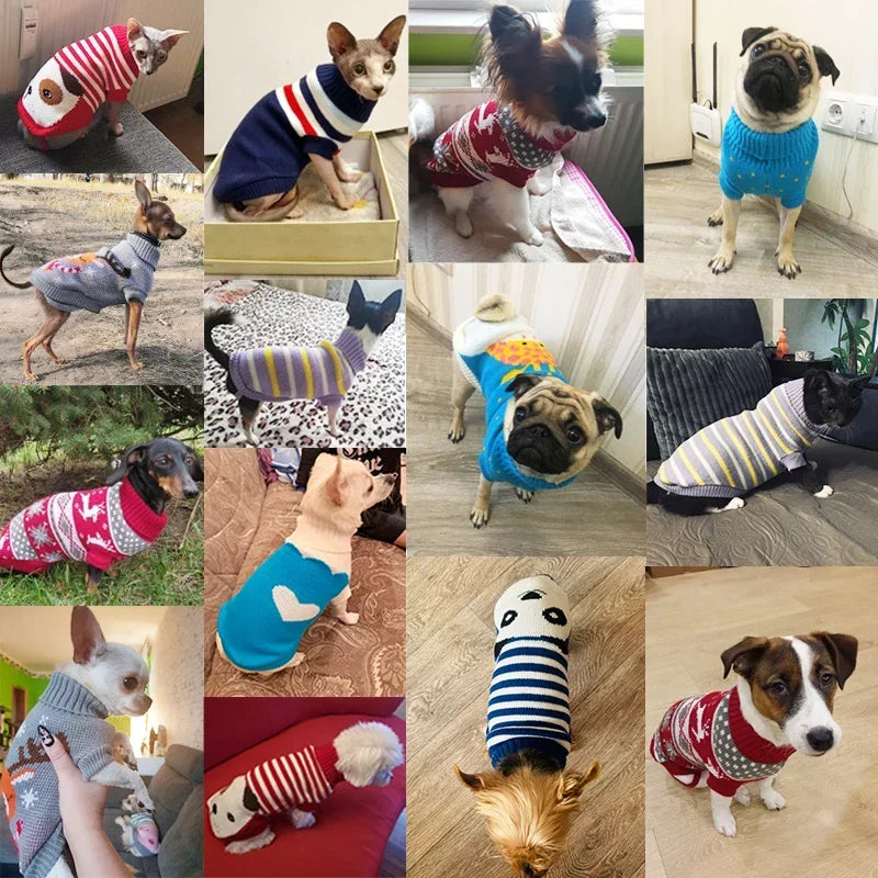 Dog Stripes Sweaters Winter Knitting Pet Sweater for Medium Large Dogs Christmas Elk Big Dog Clothes Labrador Pullovers Costume