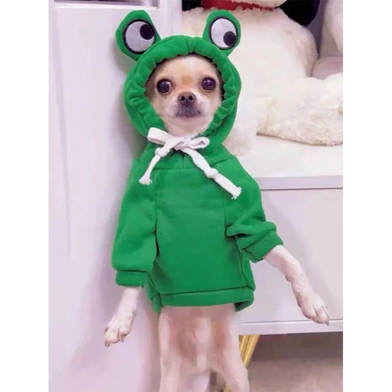 1PC Cute Frog Pet Sweater for Small and Medium Dogs - Green Dog Hoodie with Fun Design - Keep Your Pup Cozy and Stylish