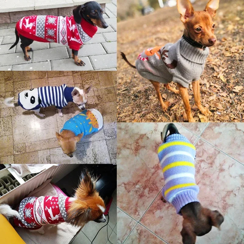 Dog Stripes Sweaters Winter Knitting Pet Sweater for Medium Large Dogs Christmas Elk Big Dog Clothes Labrador Pullovers Costume