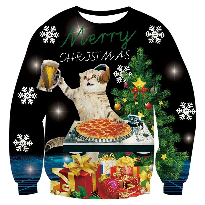 Pullovers Tops Funny Animal Goat Graphic Ugly Christmas Sweater Fashion Pet Cat Dog Sweatshirts For Women Clothes Xmas Boy Gift