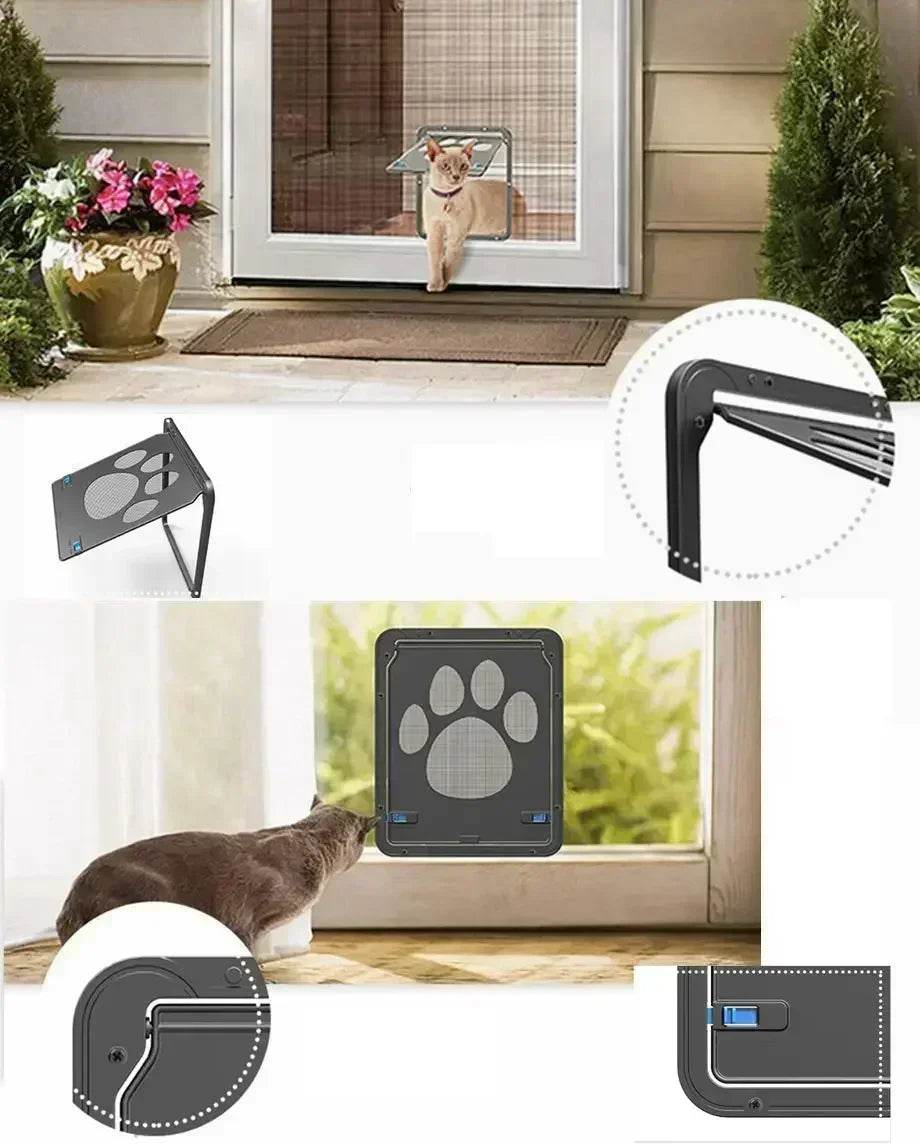 Pet Door for Dogs Cats - Auto Lock, Weatherproof, Easy Install for Wall/Door, Quiet, Durable PVC, Fits Small to Large Pets