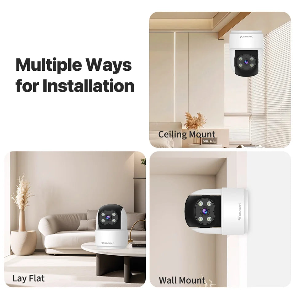 Vstarcam 2MP Indoor 2.4G WiFi Cameras for Home Security,Pet Baby Monitor, Spotlight Alarm,Pan & Tilt,APP Control,24/7 Recording