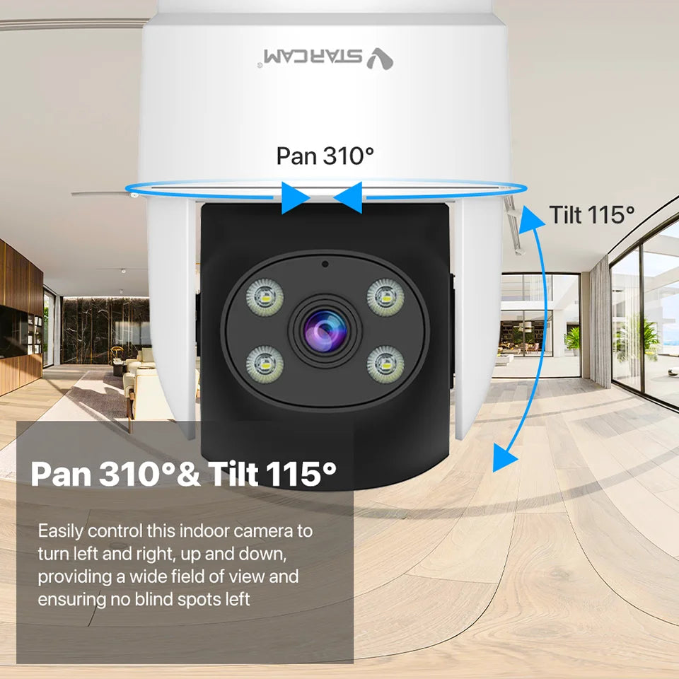 Vstarcam 2MP Indoor 2.4G WiFi Cameras for Home Security,Pet Baby Monitor, Spotlight Alarm,Pan & Tilt,APP Control,24/7 Recording