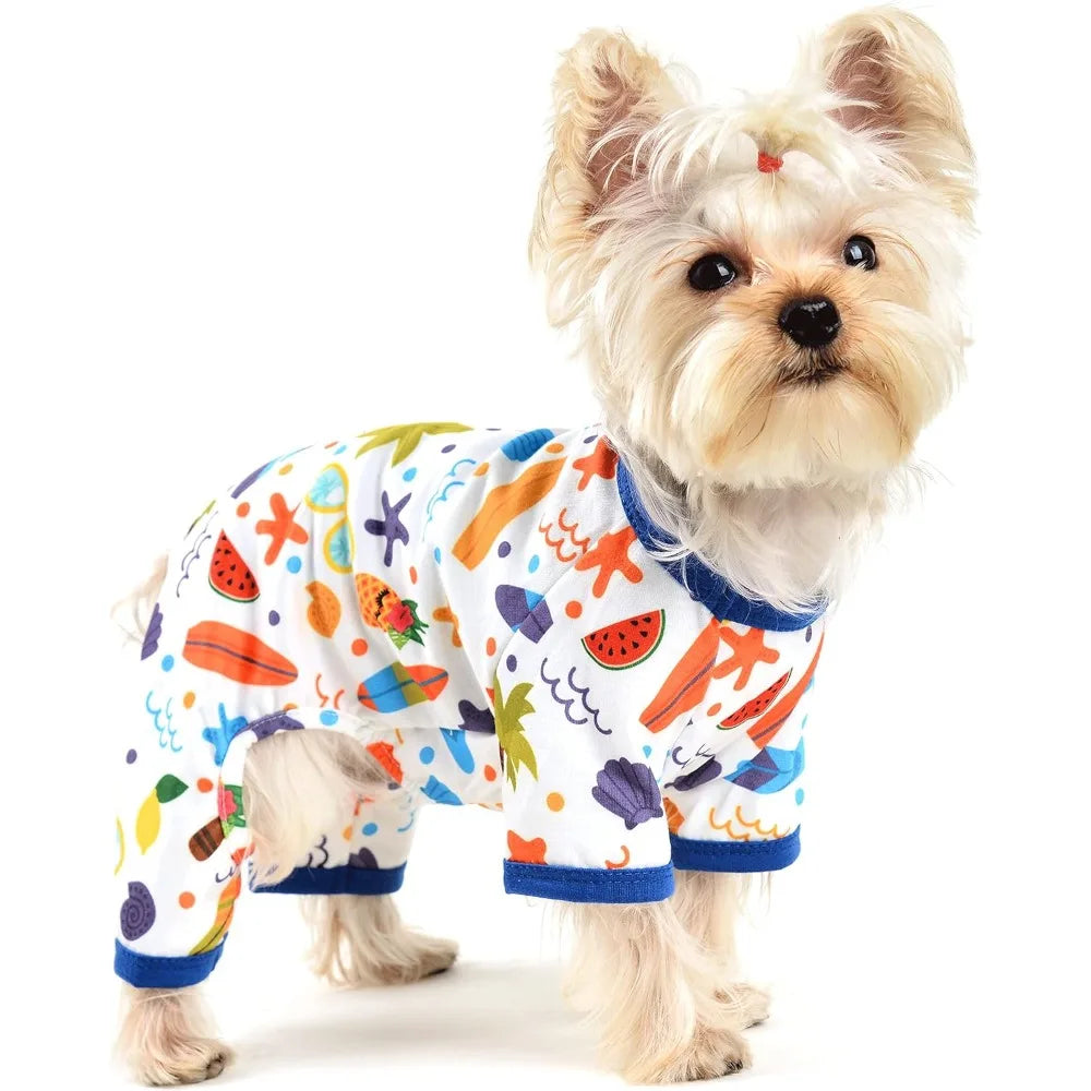 Dog Jumpsuit Cute Fruit Puppy Pajamas Warm Pets Onesie with Feet Outfit