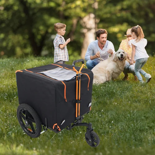Orange and Black Foldable Pet Jogging Stroller Dog Carriers Bicycle Trailer for Small Pets FCJ Cat Bike Trailer