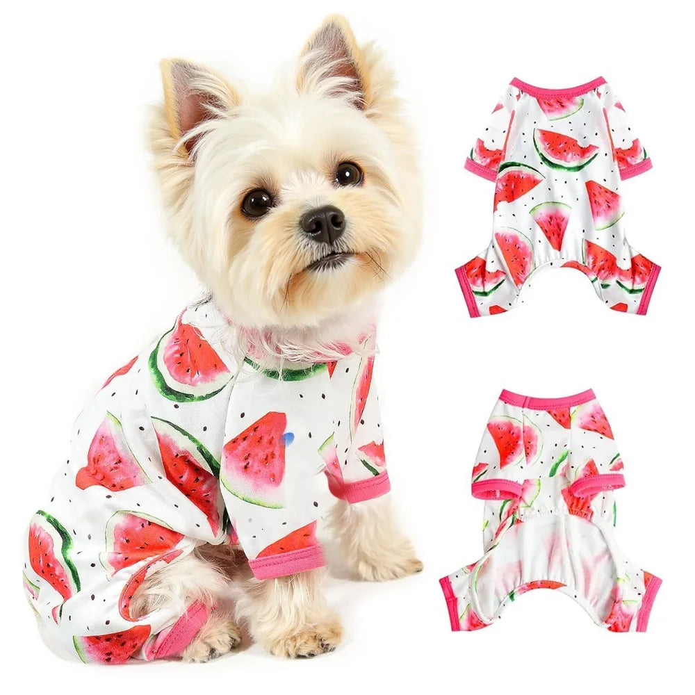 Dog Jumpsuit Cute Fruit Puppy Pajamas Warm Pets Onesie with Feet Outfit