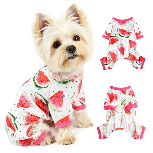 Dog Jumpsuit Cute Fruit Puppy Pajamas Warm Pets Onesie with Feet Outfit