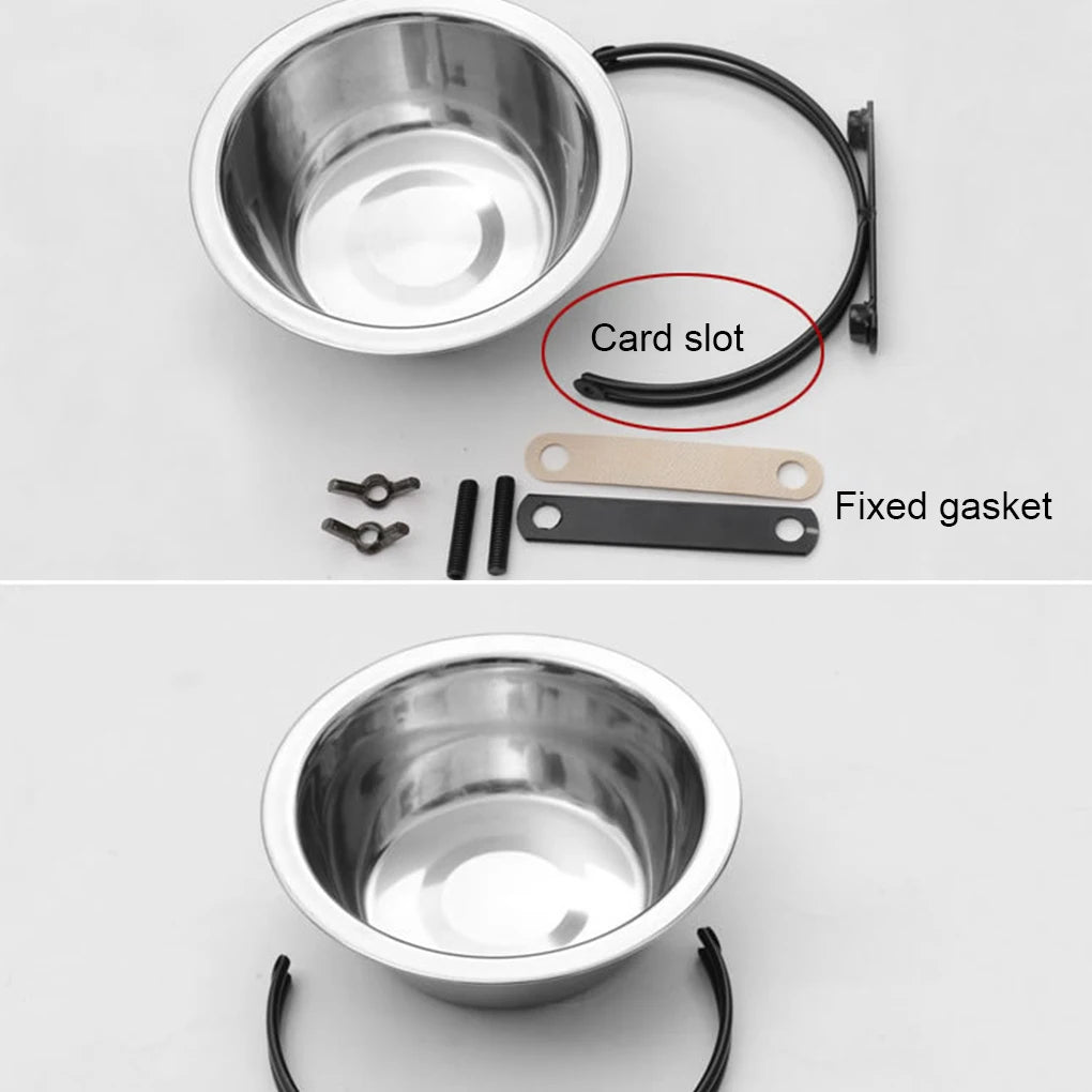 Silver Convenient Stainless Steel Hanging Pet Bowl For Easy Feeding Stainless Steel Is Sturdy 17CM
