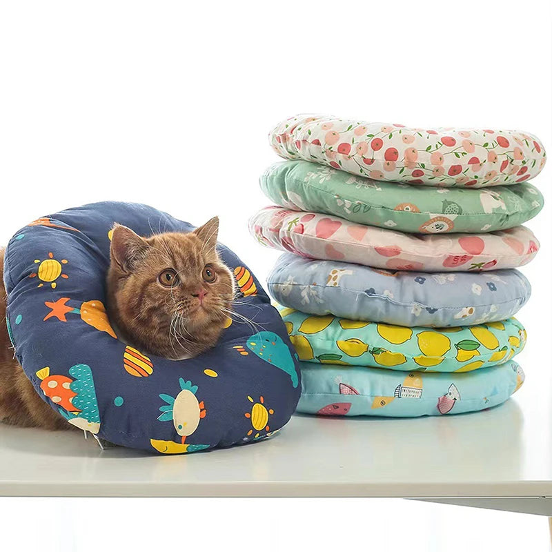 Cute Sweet Cartoon Pattern Cat Elizabethan Collar Adjustable Recovery Collar Pet Dog Neck Recovery Collar Protective Collar