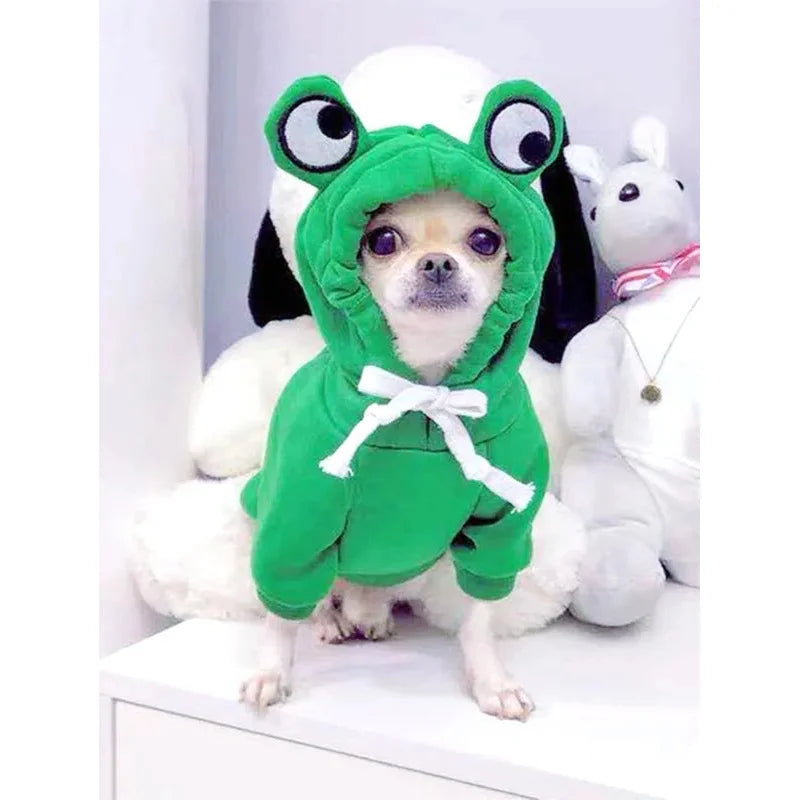 1PC Cute Frog Pet Sweater for Small and Medium Dogs - Green Dog Hoodie with Fun Design - Keep Your Pup Cozy and Stylish