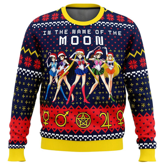 3D Ugly Sweater Autumn and Winter Christmas Sailor Guardian Sailor Moon Ugly Female Christmas Sweater Gift Santa Claus Pullover